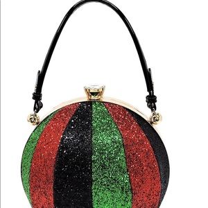 Metallic Glitter Multi Stripe Frame Satchel